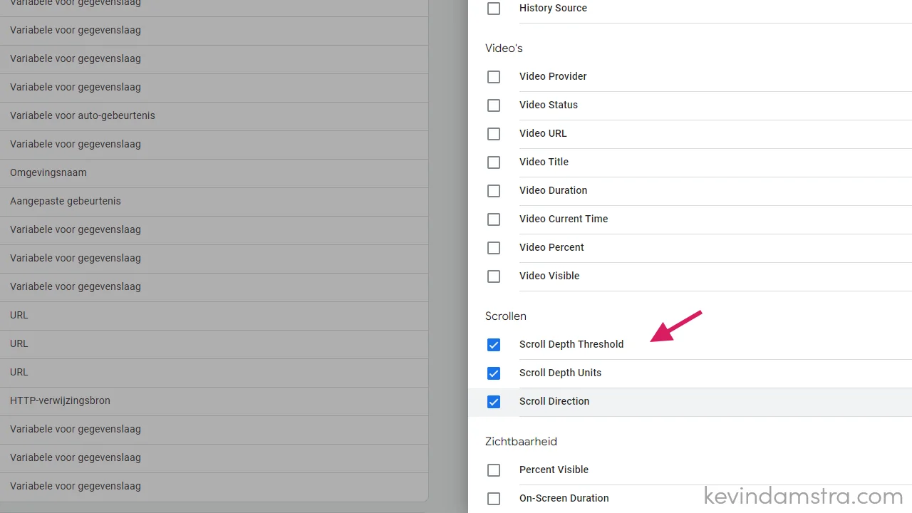 GTM - Ingebouwde variabelen - Scrollen