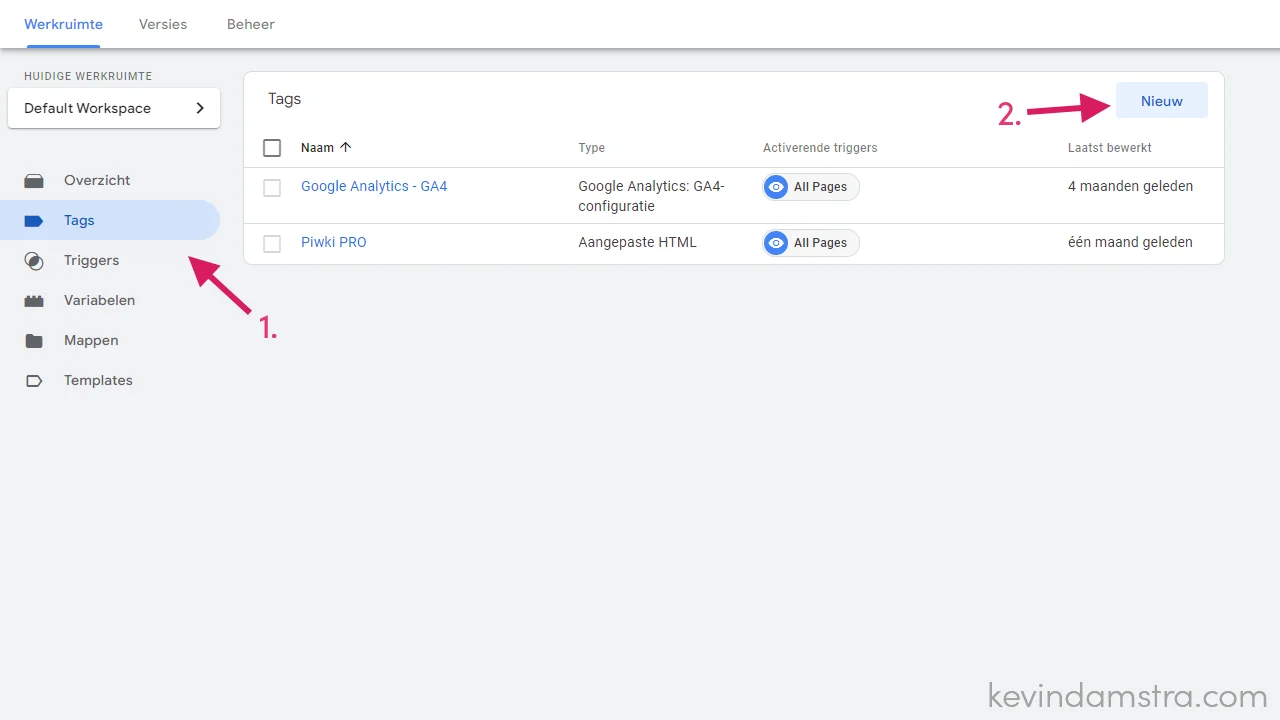 GTM - Nieuwe tag aanmaken
