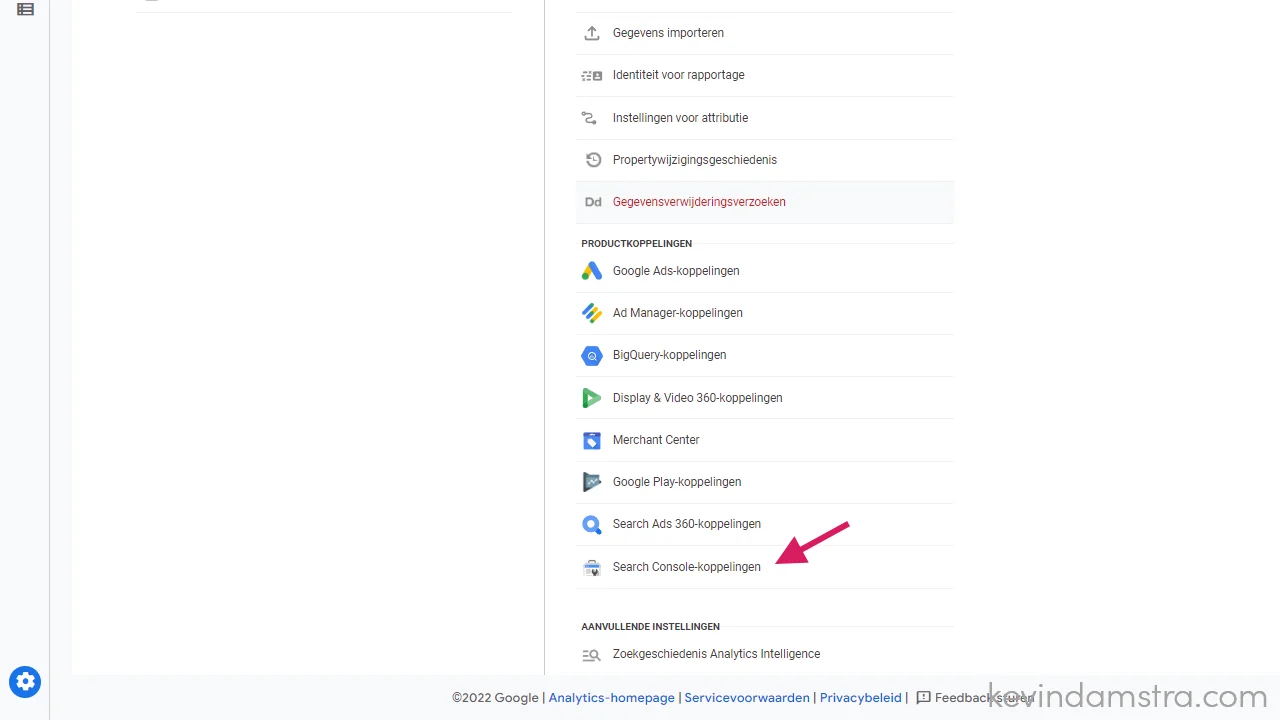 Google Analytics - Productkoppelingen - Google Search Console