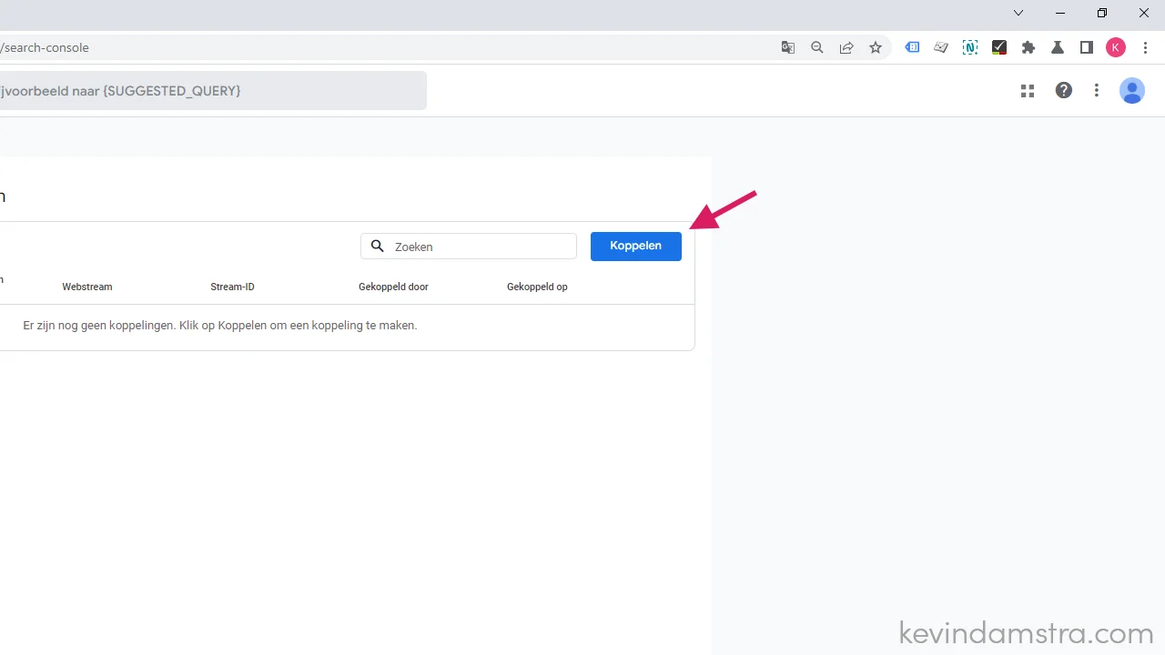 Google Analytics - Productkoppelingen - Google Search Console - Koppelen