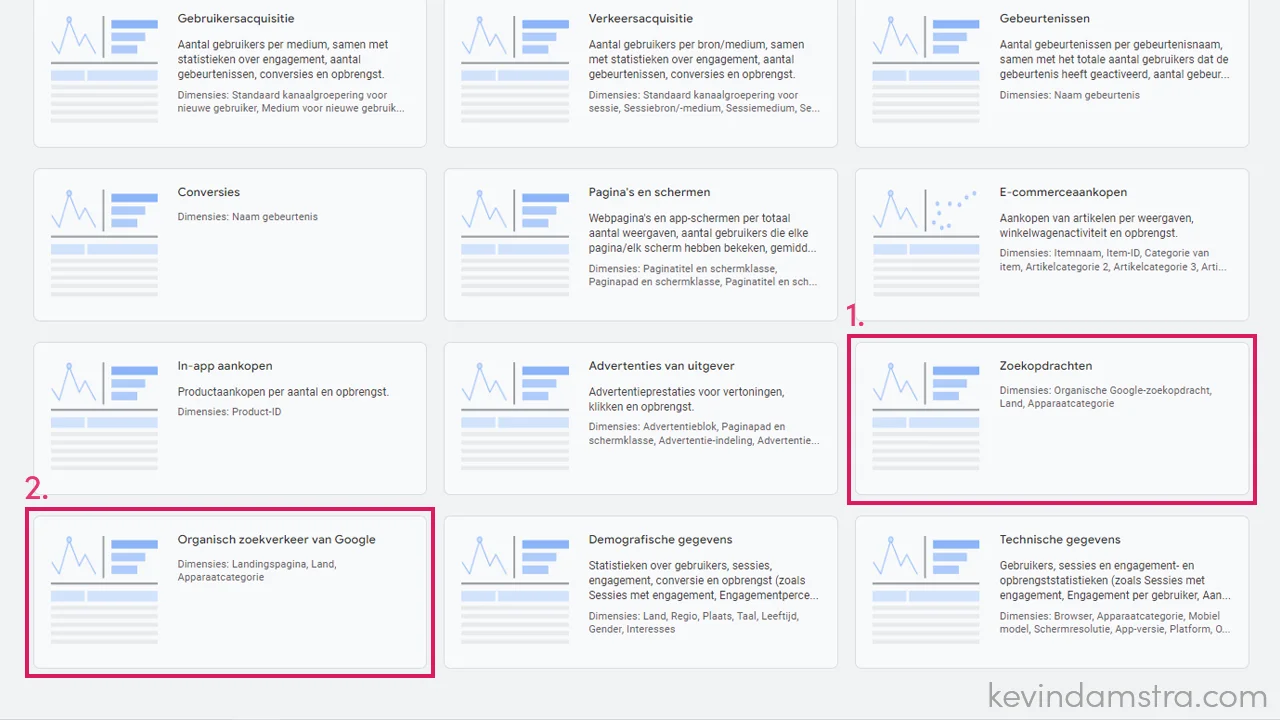 Google Analytics - Rapporten - Bibliotheek - Google Search Console