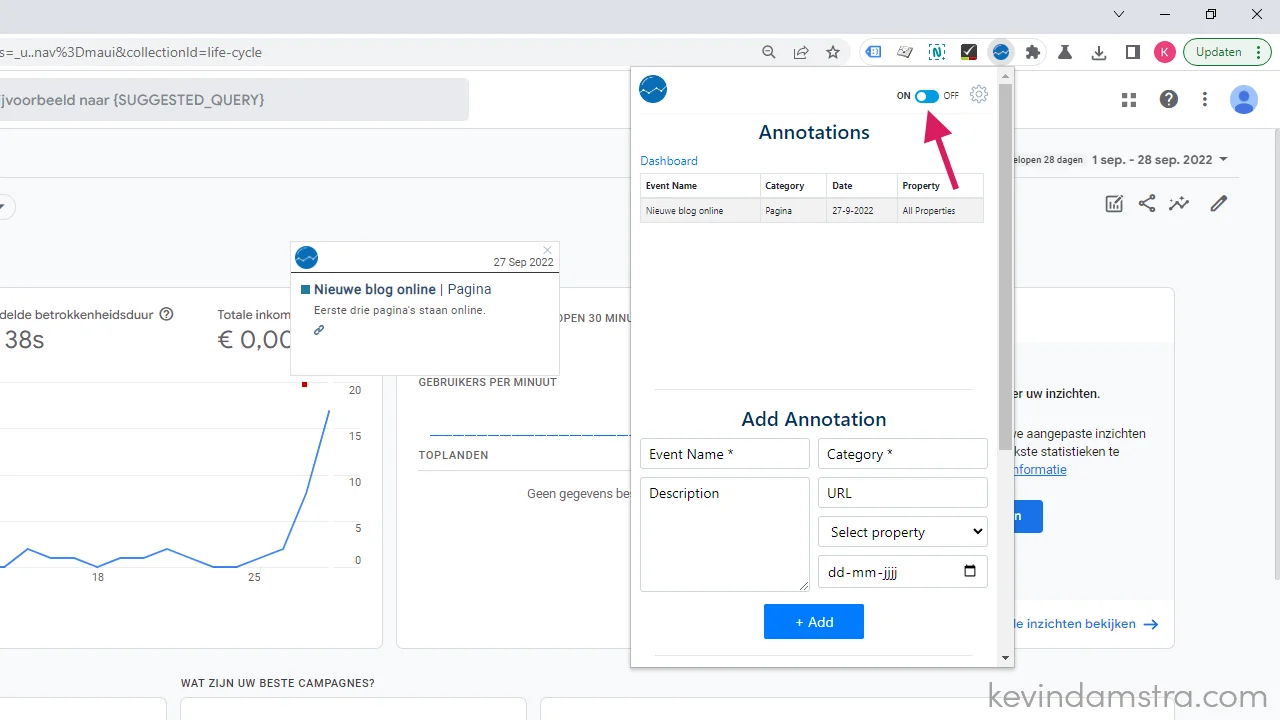 Screenshot - Google Analytics - Toggle the plugin