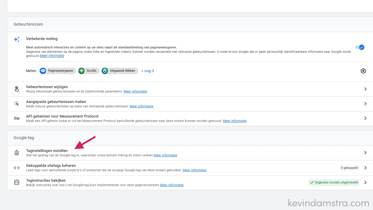 Verwijzingen in Google Analytics 4 - Taginstellingen instellen