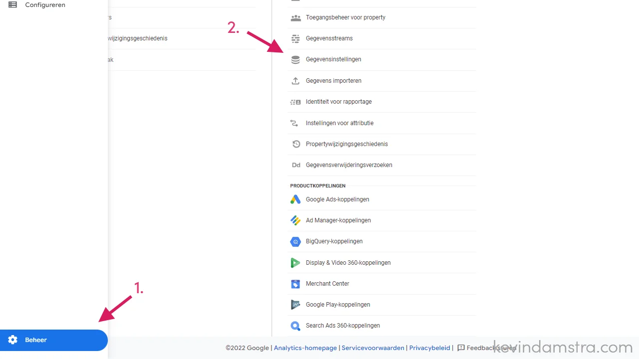 Verwijzingen in Google Analytics 4 - Gegevensinstellingen