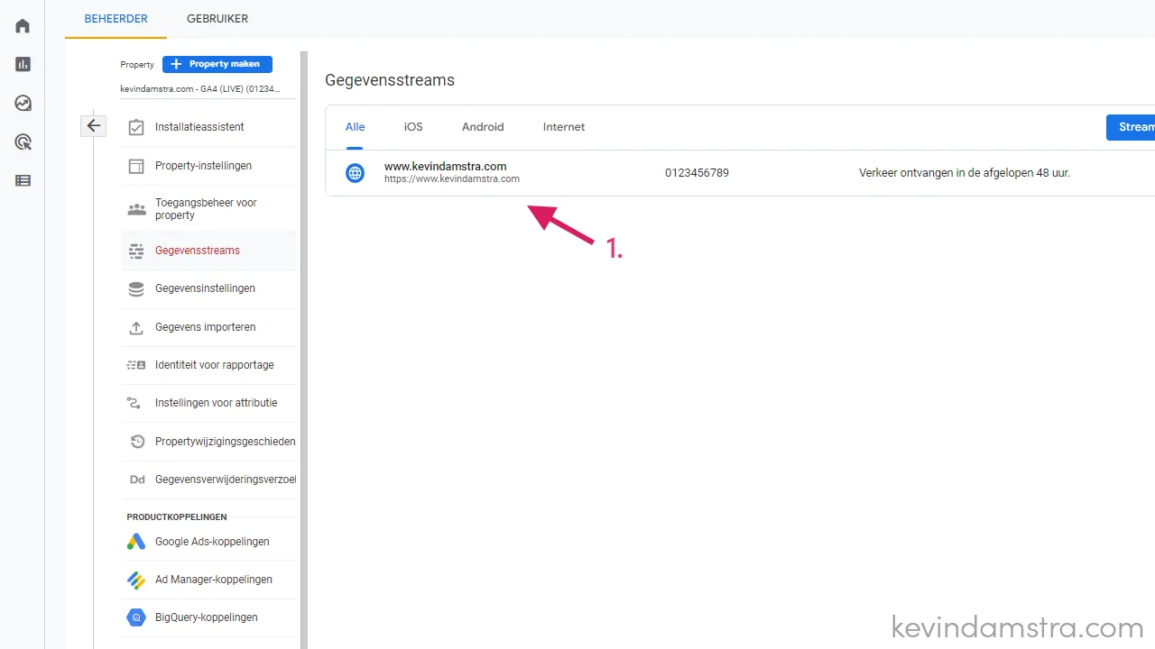 Verwijzingen in Google Analytics 4 - Gegevensstreams